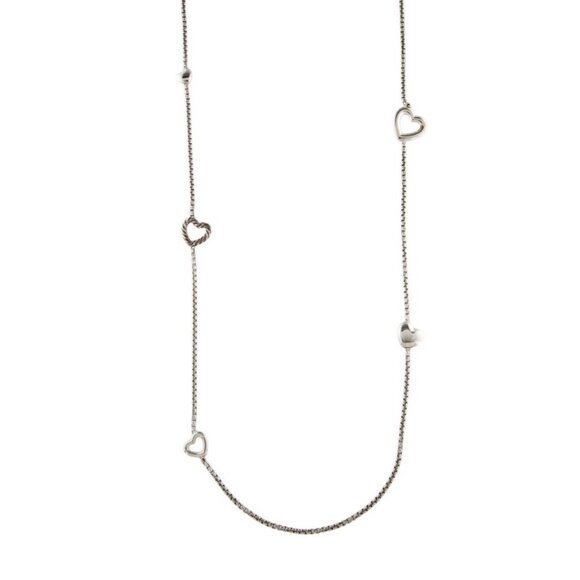 DAVID YURMAN STERLING SILVER 925 LONG HEART STATION TOGGLE CLASP NECKLACE - Picture 1 of 8